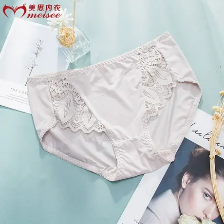 美思蕾丝内裤女夏季薄款纯棉底裆性感无痕透气镂空三角裤商品大图