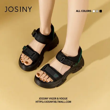 Josiny/卓诗尼厚底运动凉鞋女夏季2023新款ins潮流时尚外穿沙滩鞋商品大图