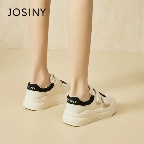 Josiny/卓诗尼小白鞋女款2024新款春季厚底魔术贴贝壳鞋休闲板鞋商品大图