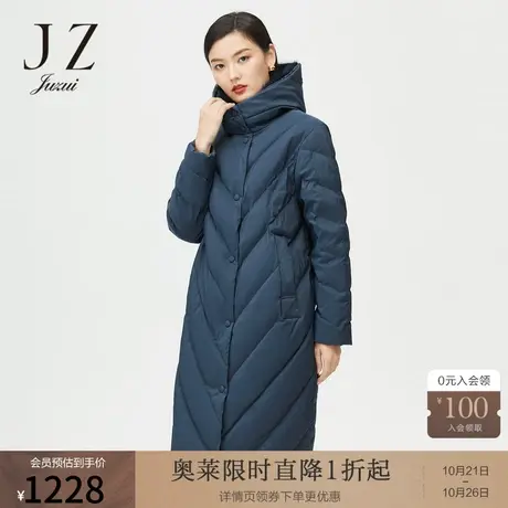 JUZUI玖姿奥莱女装冬季新款纯色潮流立领保暖茧型女羽绒服外套商品大图