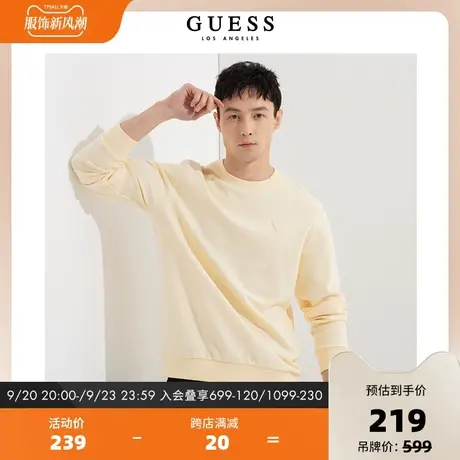 GUESS秋款男士打底潮流oversize纯色长袖套头卫衣-MM1K8440商品大图