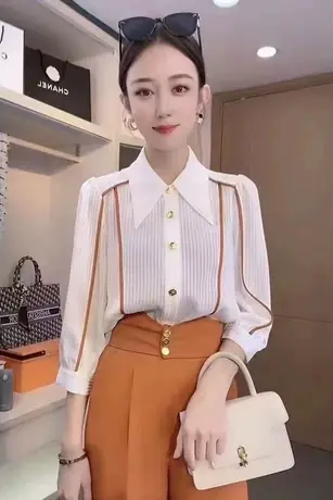 早春装衬衫2023新款今年流行时尚减龄女装小衫洋气质春秋漂亮上衣商品大图