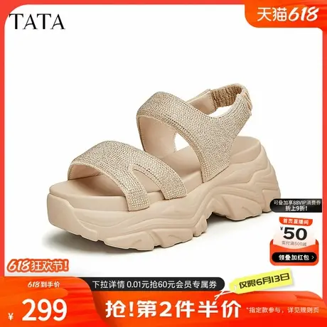 TATA他她女鞋夏季时尚休闲潮流百搭一字带凉鞋女新款鞋子DWFV1BL4商品大图