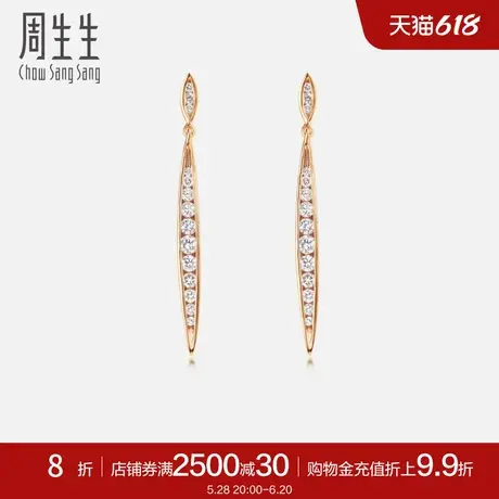 周生生18K玫瑰金钻石排钻耳钉钻饰女款珠宝 87222E商品大图