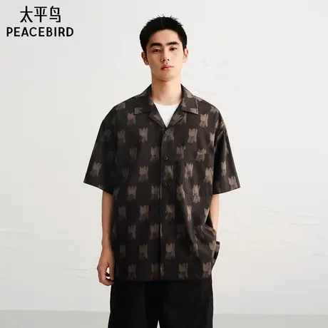 【潦草小狗联名】太平鸟男装 休闲衬衫满版印花时尚衬衫B2CJF222K图片