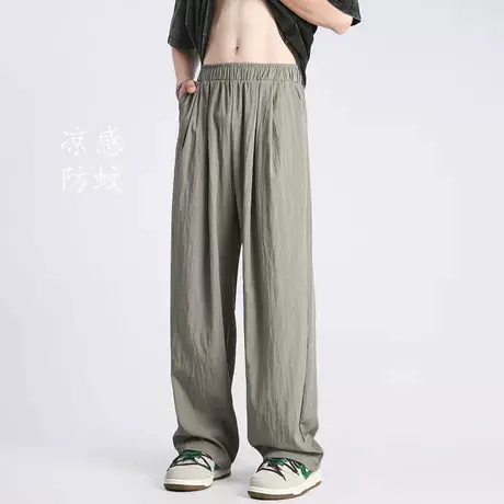 夏日清凉山本风棉麻裤子男款ins潮牌轻薄冰丝长裤亚麻直筒休闲裤商品大图
