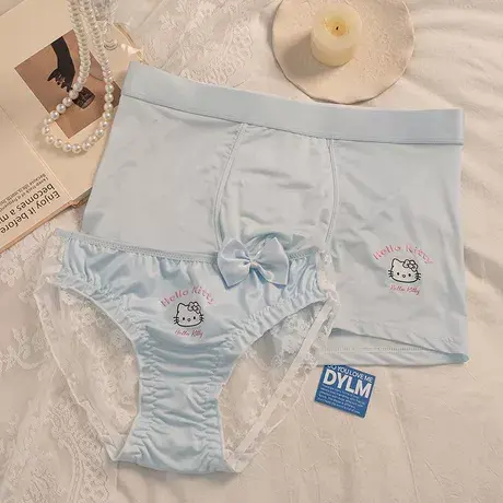 KT夏恋~冰丝新款情侣内裤夏季一男一女蕾丝平角裤三角裤卡通可爱商品大图