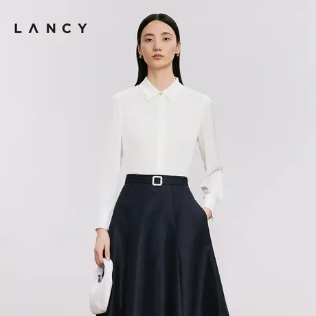 LANCY/朗姿2024春季新款法式长袖桑蚕丝衬衫女简约修身通勤风上衣图片
