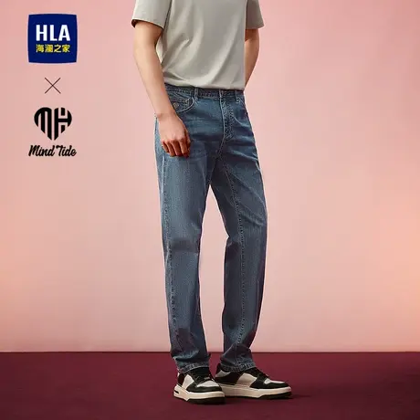 HLA/海澜之家亦心即为系列牛仔裤2025春秋新款时尚直筒绣花裤子男商品大图