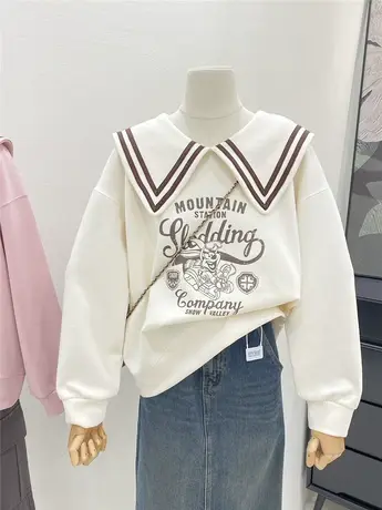 卫衣女2023新款秋季学院风减龄海军领设计感小众宽松慵懒休闲外套商品大图