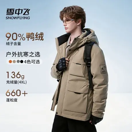 雪中飞羽绒服2025新款冬男士高端鸭绒防风雨保暖加厚外套加厚短款商品大图