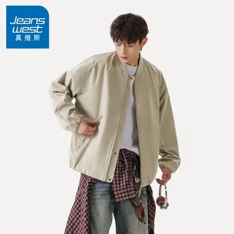 N5真维斯外套男2025秋季新款美式潮牌棒球领运动休闲男士春秋夹克图片