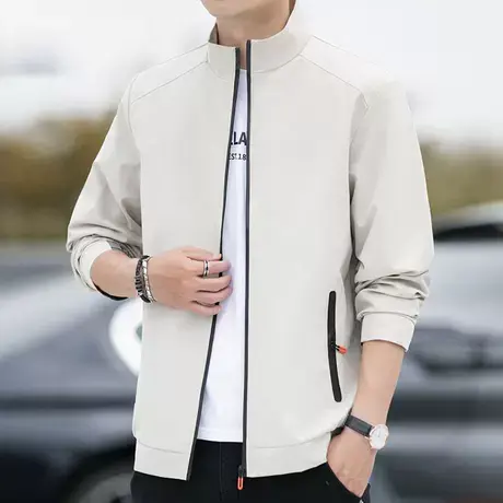 2023年春秋季立领夹克男士休闲外套纯色外穿宽松修身青年潮流褂子商品大图