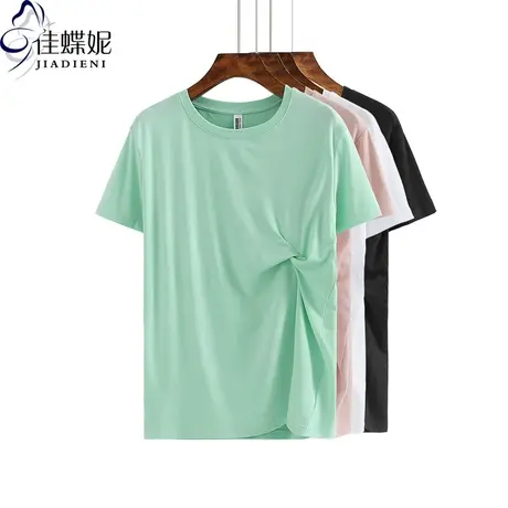 夏季新款圆领纯棉宽松短袖女装体恤打底内搭休闲上衣韩版T恤商品大图