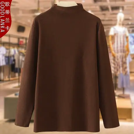 大码女装中老年胖妈妈秋冬打底衫200斤宽松显瘦弹力德绒长袖T恤女商品大图