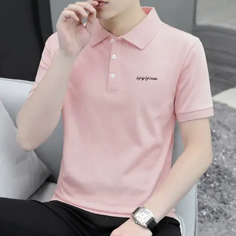 男士短袖polo衫保罗翻领t恤潮牌夏季冰丝冰感有领上衣服带领体恤商品大图