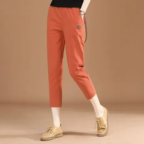 韩潮袭人松紧腰七分休闲裤子女夏季宽松2024季新款显瘦百搭哈伦裤图片