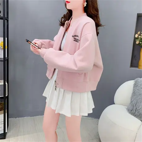 休闲棒球服卫衣外套女春秋2023年新款宽松百搭小个子拉链开衫上衣商品大图