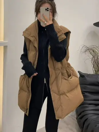 羽绒棉马甲女外穿坎肩2023新款冬季休闲宽松大码背心时尚马夹外套商品大图