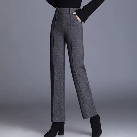 毛呢直筒裤女秋季2023新款高腰显瘦长裤中年妈妈通勤休闲裤西装裤商品大图