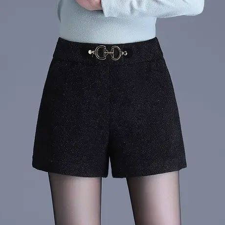 2023新款秋冬短裤女外穿高腰雪尼尔阔腿裤洋气小个子a字休闲靴裤图片