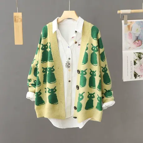 秋冬毛衣外套针织开衫女2024年秋季新款设计感小众宽松慵懒风上衣图片