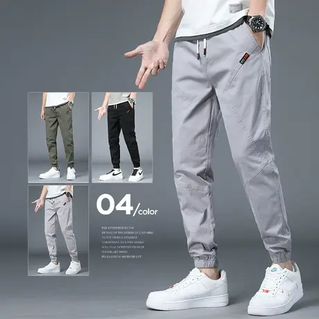 男士工装休闲裤运动九分裤子男裤夏季薄款宽松束脚2023年新款潮牌商品大图