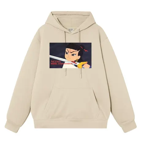 秀洛痛仰乐队外套哪吒卡通印花秋冬加绒保暖宽松国潮卫衣男潮连帽图片