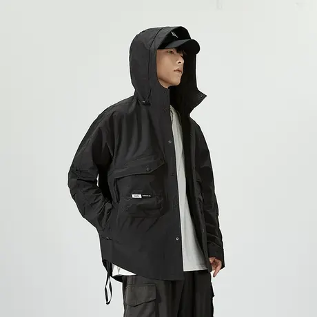 百搭舒适男士户外防风外套宽松百搭工装夹克外套男秋冬款休闲男装图片