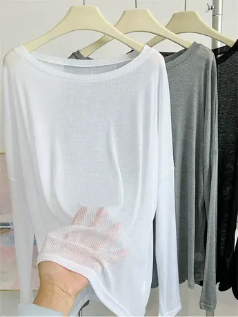 罩衫透视T恤海边防晒衣女宽松慵懒风性感舞蹈跳舞服薄上衣空调衫图片