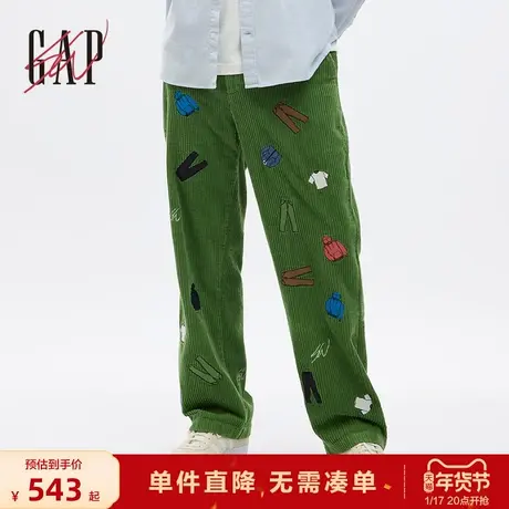 【GAP x Sean W 联名】男女同款宽松灯芯绒裤潮流休闲裤837648图片