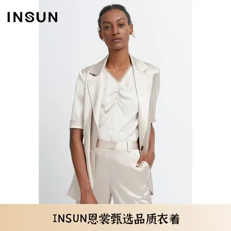 INSUN恩裳夏季三醋酸光泽感微收身X廓型西装外套图片