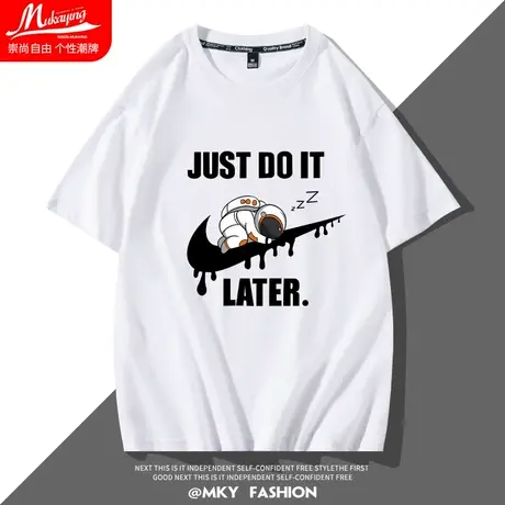 NASA宇航员联名夏季宽松潮牌纯棉短袖t恤男百搭ins情侣装半袖衣服图片