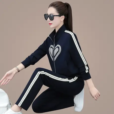 立领运动套装女2023年春秋新款流行的拉链卫衣外套休闲服两件套潮图片
