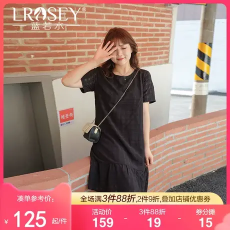 蓝若水大码女装法式轻熟风连衣裙胖mm夏季减龄洋气时髦显瘦a字裙商品大图