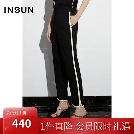 恩裳COVER2023夏装新款经典小微喇设计感麻质长裤舒适醋酸休闲裤商品大图