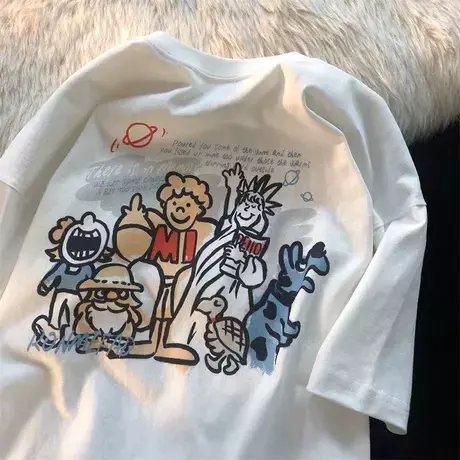 网红短袖t恤女设计感小众宽松韩版ins超火chic港味半袖甜酷上衣商品大图