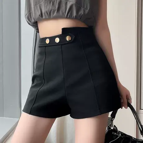 不规则高腰弹力短裤女夏季外穿2023小个子显瘦A字阔腿裤打底裤子图片