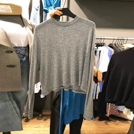 韩国东大门女装2020春秋季新款甜美圆领宽松套头长袖短款T恤上衣图片