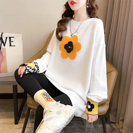 早春装长袖t恤女秋冬季韩版宽松加绒中长款内搭设计感小众打底衫图片