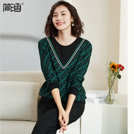 简涵高端轻奢大码女装2023年春装新款贵夫人上衣显瘦胖mm图片