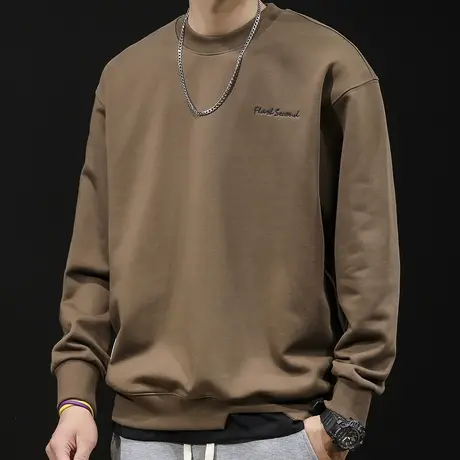 春秋假两件百搭卫衣男秋冬潮牌宽松大码2023新款重磅上衣长袖圆领商品大图