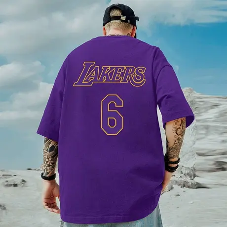 重磅美式6号球衣詹姆斯短袖t恤街头大码圆领纯棉胖子半袖男生潮商品大图