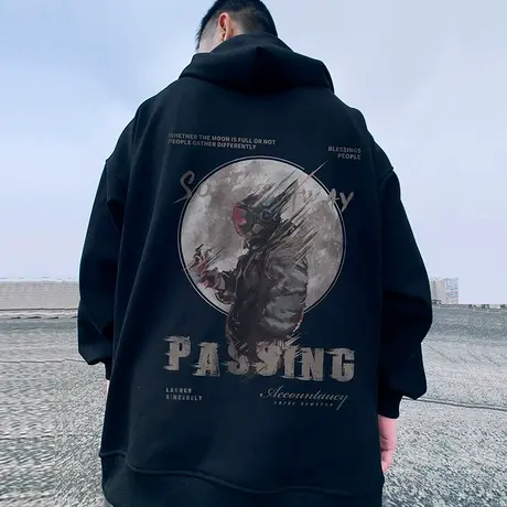 开衫连帽卫衣男潮胖子潮牌潮流拉链nasa宇航员大码外套春秋季加绒商品大图