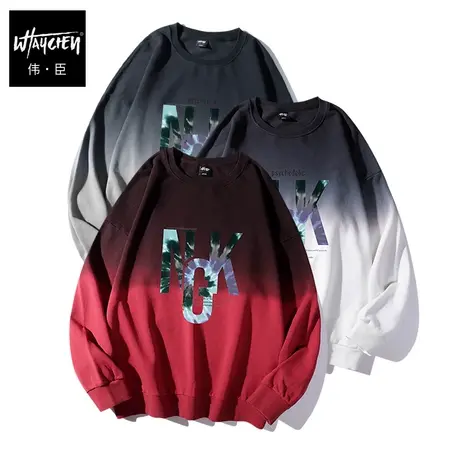 伟臣大码男装加肥加大男卫衣胖子春秋男士秋季渐变长袖宽松潮胖商品大图