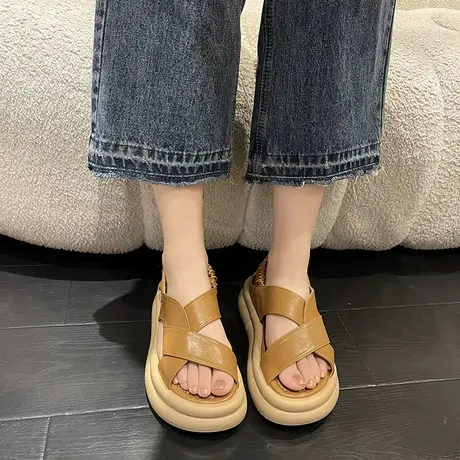 凉鞋女2023夏季新款厚底松糕网红超火海边沙滩度假高级感罗马潮鞋图片