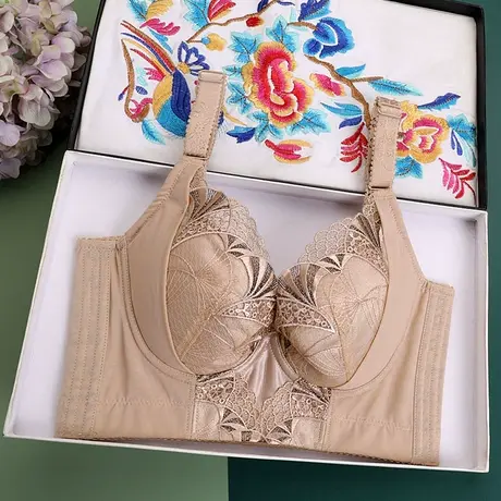 调整型薄款内衣聚拢收副乳上托防下垂大码文胸六排扣矫正外扩胸罩商品大图