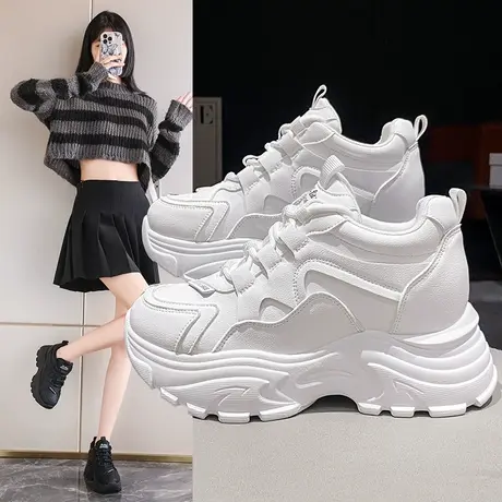 显脚小超火厚底增高小白老爹鞋女鞋子2024春季新款百搭运动休闲鞋商品大图
