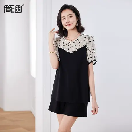 大码女装高端轻奢洋气雪纺短袖上衣简涵胖MM夏季新款图片