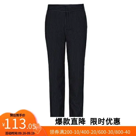 【艾格】2023春季新款女装时尚条纹显瘦宽松学院风气质休闲裤商品大图
